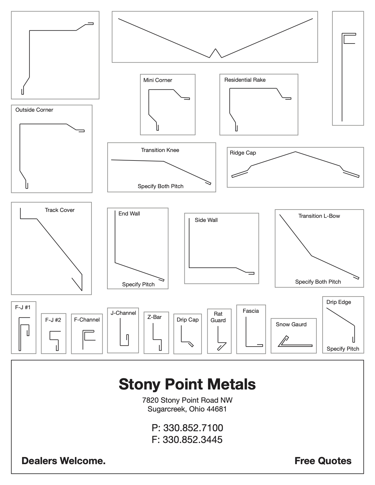 Stony Point Metal color chart Back