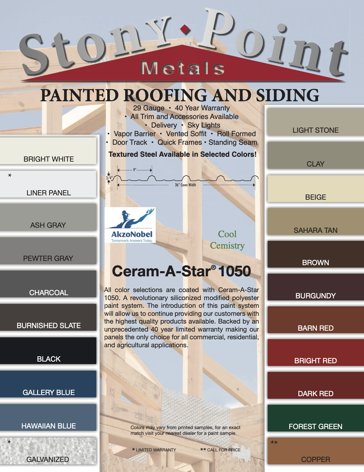 Stony Point Metal color chart Front